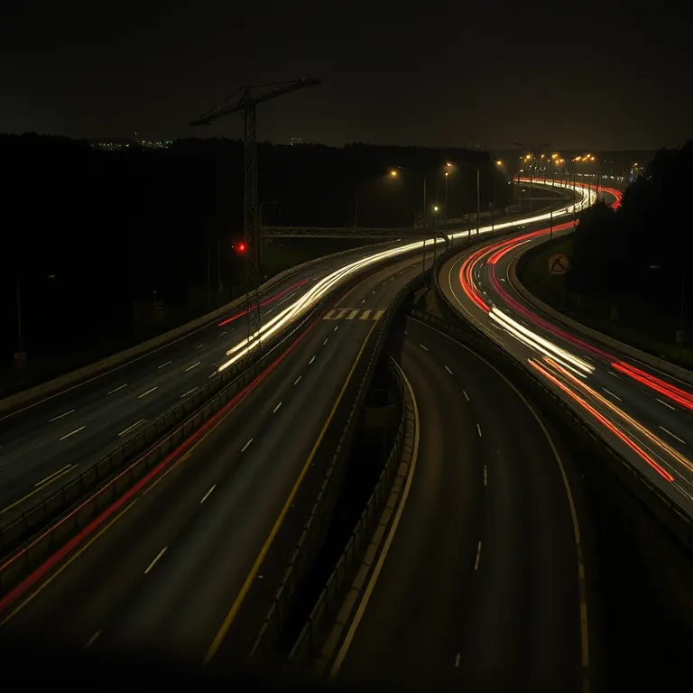 Kinnery Interchange from the footbridge at night